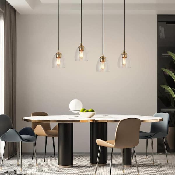 1-Light Brass Gold Mini Pendant Light, Seeded Glass Black Pendant Hanging Light, Modern Light Fixture for Kitchen Island