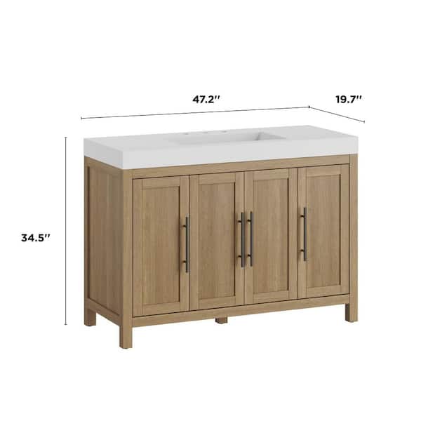 Glacier Bay Cargrove 48 in. Single Sink Oak Bath Vanity with White Resin Composite Top (Assembled) HODE48CGV