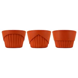 5 in. Plastic Plant Pot (Terracotta Color) Vitoria (Set of 3)