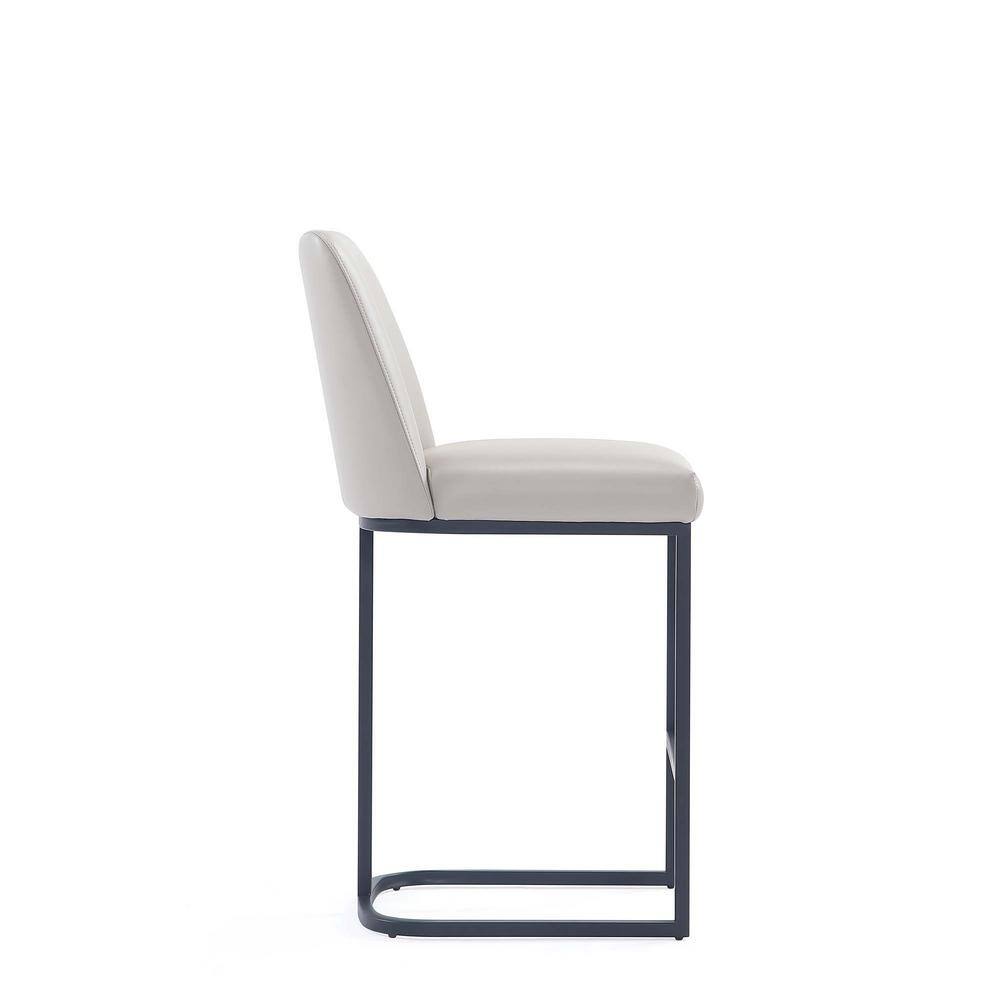Light Gray Leatherette Upholstered Metal Counter Stool