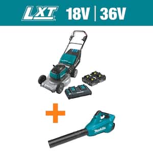 21 in. 18V X2 (36V) LXT Brushless Walk Behind Self-Propelled Lawn Mower Kit (5.0Ah) with 18V X2 (36V) LXT Blower