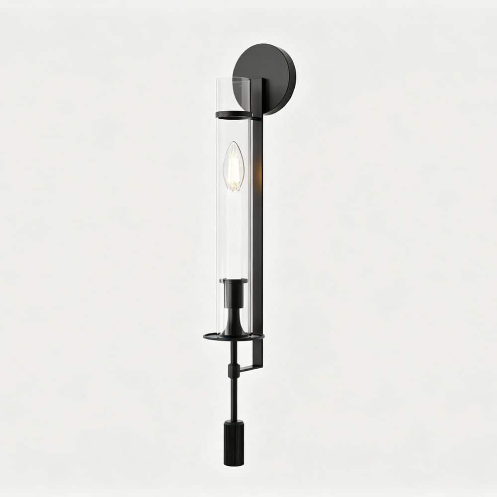 2-Pack 6 in. 1-Light Black Wall Sconce with Clear Cylinder Glass, E12 Light for Bedroom and Hallway price history on PriceWatchPro