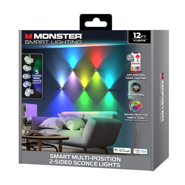 Monster Smart Lighting 5-Multi-Color Dimmable Wall Sconce with
