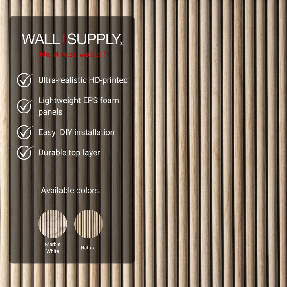 Natural 3D Textured Wall Panel Set, 19.69" x 45.67"