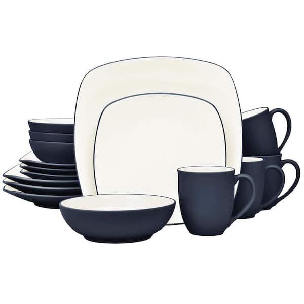 Noritake Colorwave Navy 16-Piece Square (Navy) Stoneware Dinnerware Set, Service For 4
