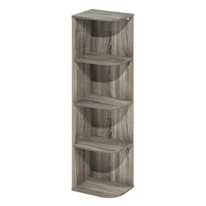 Pasir 41.4 in. High French Oak 4 Shelf Corner Standard Bookcase