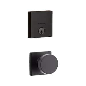 Downtown Low-Profile Iron Black Square Single Cylinder Contemporary DeadBolt Featuring SmartKey Security w/ Pismo Square