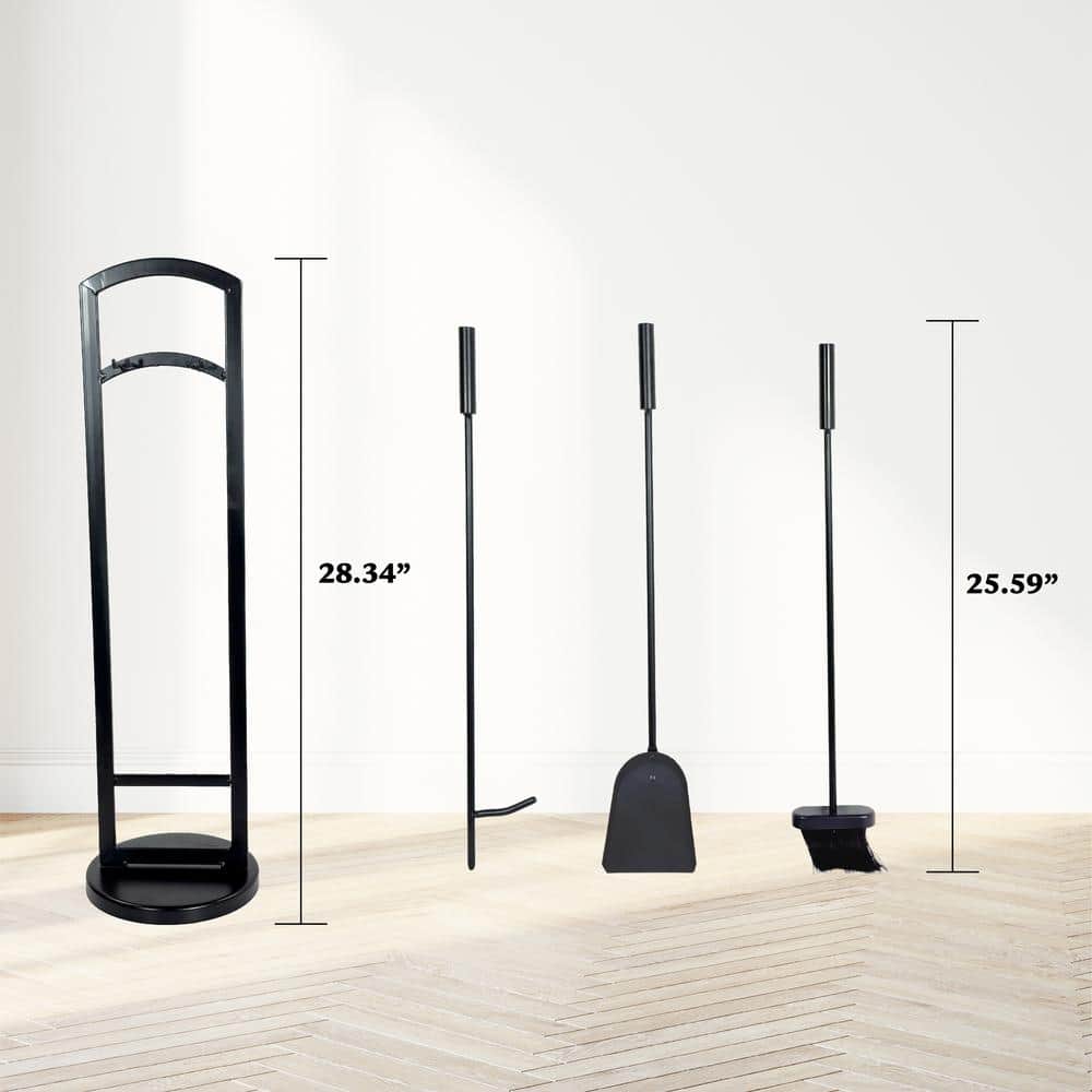 Pleasant Hearth Black Steel Arched Fireplace Toolset