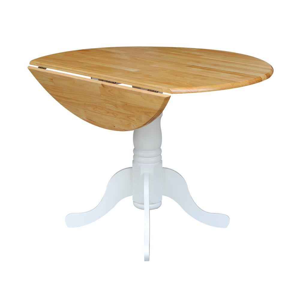 Cottage Charm Off-White Round Wood Extendable Dining Table
