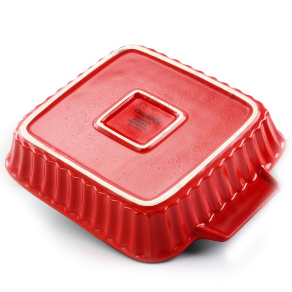 Crock-Pot Denhoff Ribbed 8 in. Square Stoneware Nonstick Casserole Dish in  Red 986100817M - The Home Depot