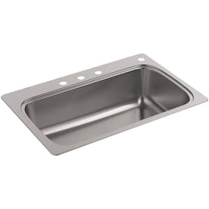 Verse Drop-In Stainless Steel 33 in. 4-Hole Single Basin Kitchen Sink