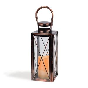 12 in. H Copper Metal LED Lantern