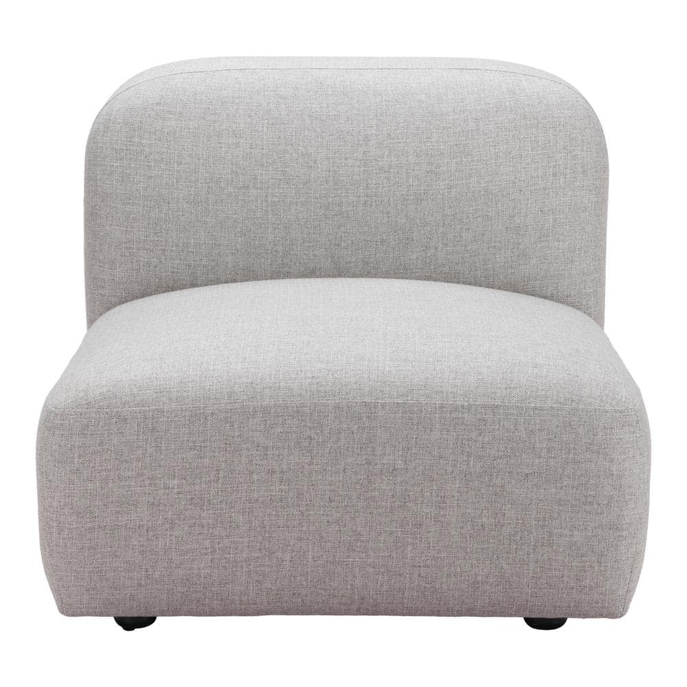 Gray Poly Linen Armless Accent Chair with Plywood Frame