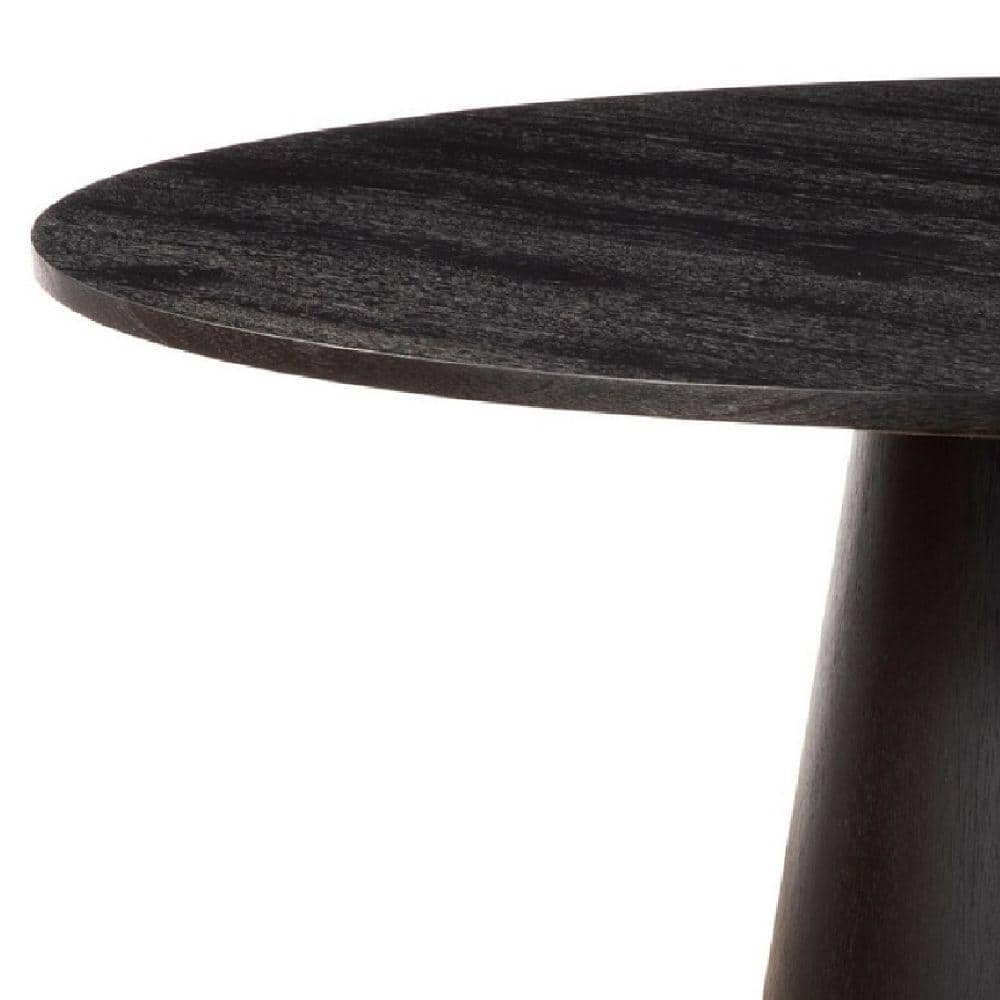 59" Dark Brown Rubberwood Round Dining Table
