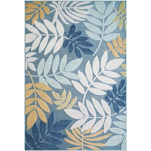 Lakeside Blue/Multi Floral and Botanical 7 ft. x 9 ft. Indoor/Outdoor Area Rug