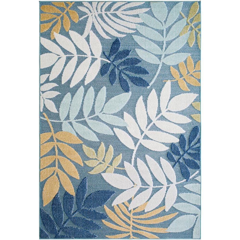 Livabliss Lakeside Blue/Multi Floral and Botanical 8 ft. x 10 ft ...
