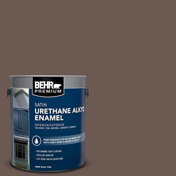 BEHR PREMIUM 1 gal. #N180-7 Oiled Teak Urethane Alkyd Satin Enamel Interior/Exterior Paint