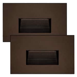Horizontal Hardwired Rubbed Bronze Step Light, LED Stair Light, Indoor/Outdoor 3 CCT Selectable 3000K to 5000K (2-Pack)