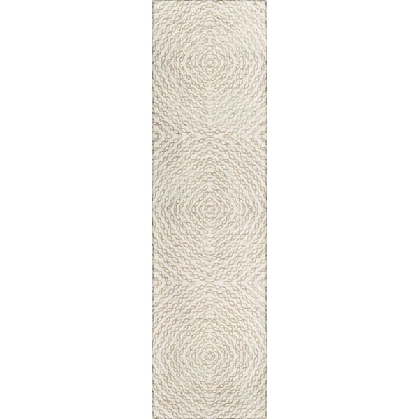 Addison Rugs Evolve Ivory 2 ft. 3 in. x 7 ft. 6 in. Geometric Runner Rug
