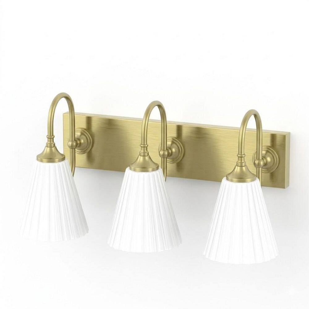 22.2 in. 3 Light Classic Brass Vanity Light with Frosted Glass Shade price history on PriceWatchPro