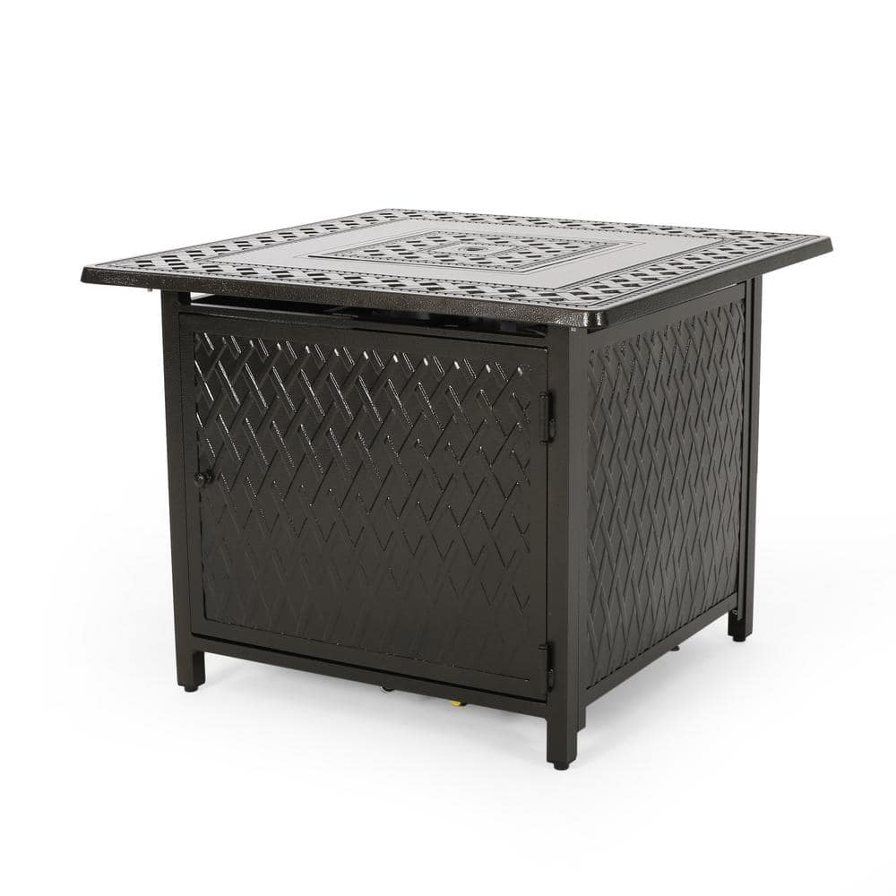 Hammered Bronze Square Aluminum Gas Fire Pit Table