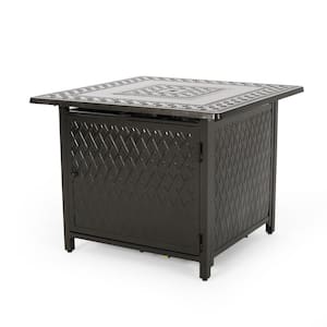 Nebras Hammered Bronze Square Aluminum Outdoor Patio Fire Pit Table