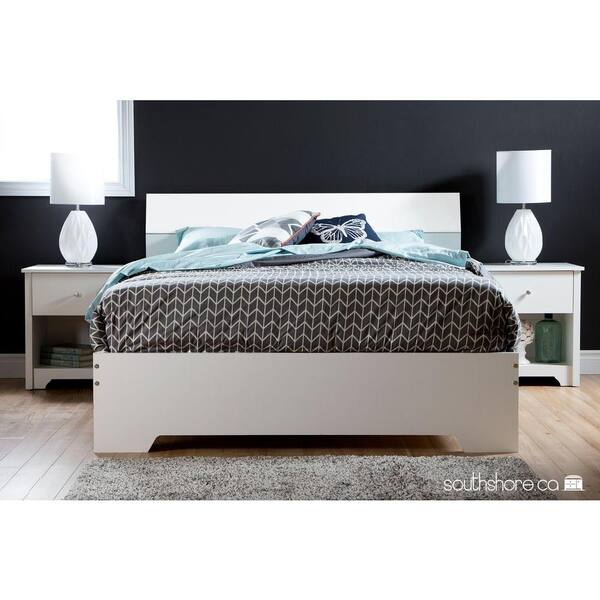 South Shore Vito Queen-Size Platform Bed in Pure White