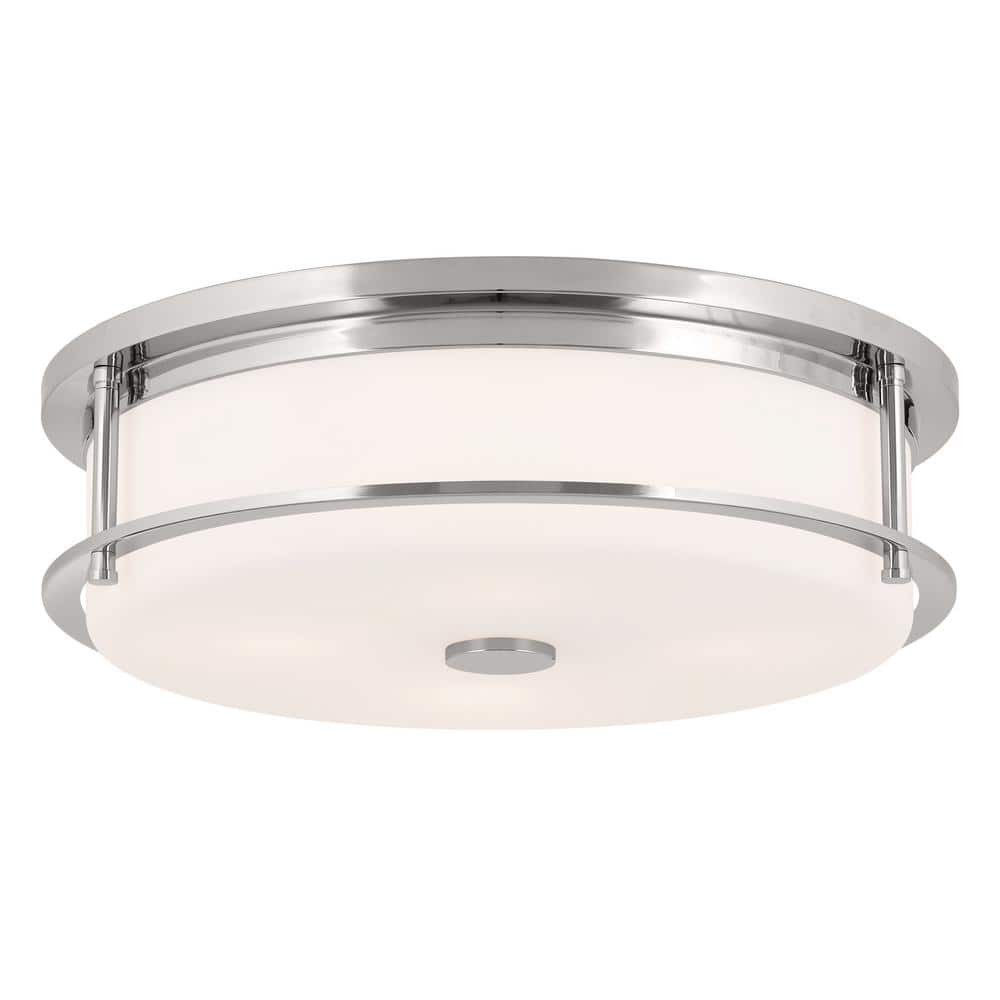 KICHLER Brit 18 in. 4-Light Polished Nickel Industrial Hallway Flush ...