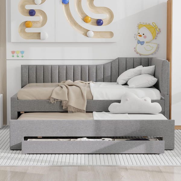 Gray Full Size Daybed with Trundle and 3-Drawers