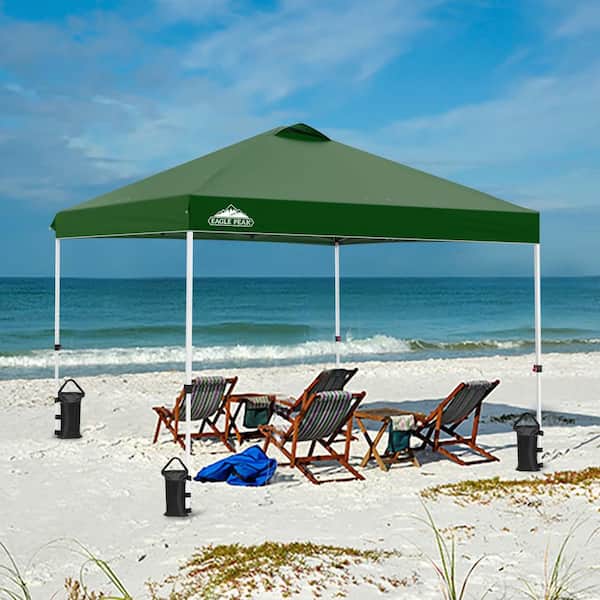 EAGLE PEAK 10 ft. x 10 ft. Pop Up Canopy Tent Instant Outdoor Canopy with 4-Sand Bags