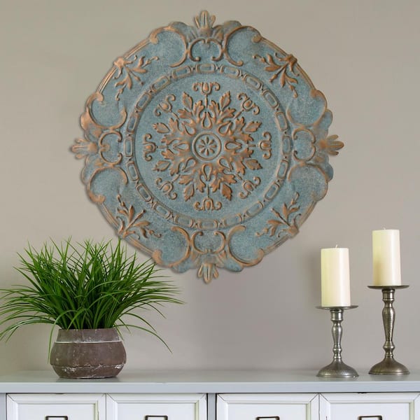 Metal Light Switch Plate Cover Gold Blue Home Decor Medallions Decor Blue