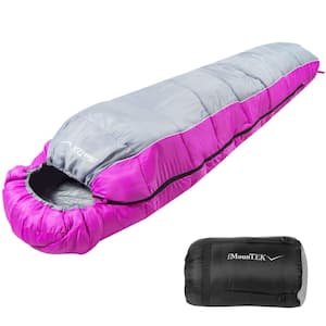 Pink Polyester Cotton 3 Season Warm & Cold Weather Mummy/Camping Sleeping Bag for Adult w/Water Resistant & Moist Proof