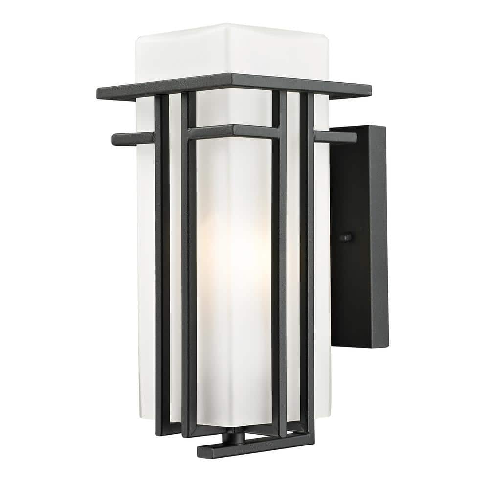 Abbey Black Outdoor Hardwired Lantern Wall Sconce with No Bulbs Included