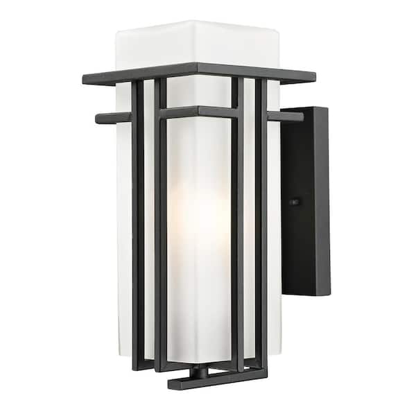 Unbranded Abbey Black Outdoor Hardwired Lantern Wall Sconce with No Bulbs Included