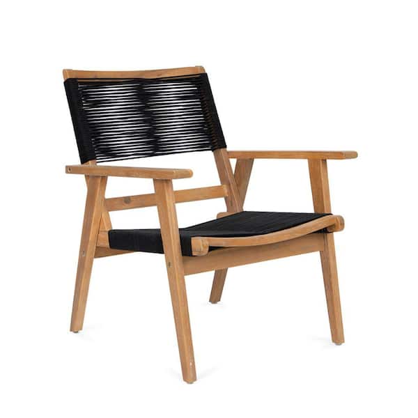 ITOPFOX Acacia Wood Curved Breathable Backrest Outdoor Lounge Chair (Set of 2)