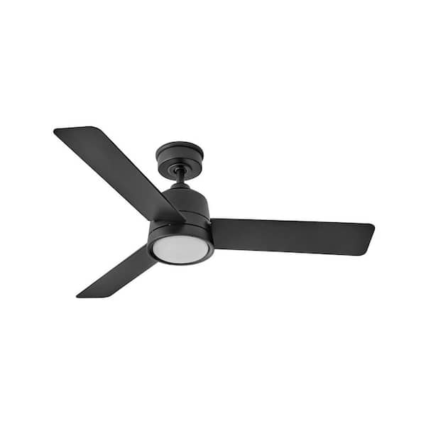 HINKLEY Chet 48.0 in. Indoor/Outdoor Integrated LED Matte Black Ceiling Fan with Remote Control