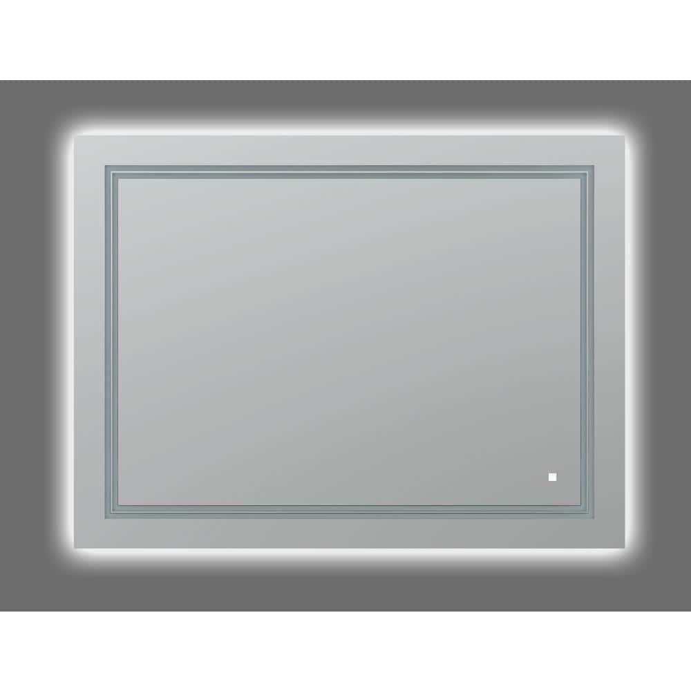 Sleek Soho 48"x36" Silver LED Lighted Bathroom Vanity Mirror with Defogger and Dimmable Lighting