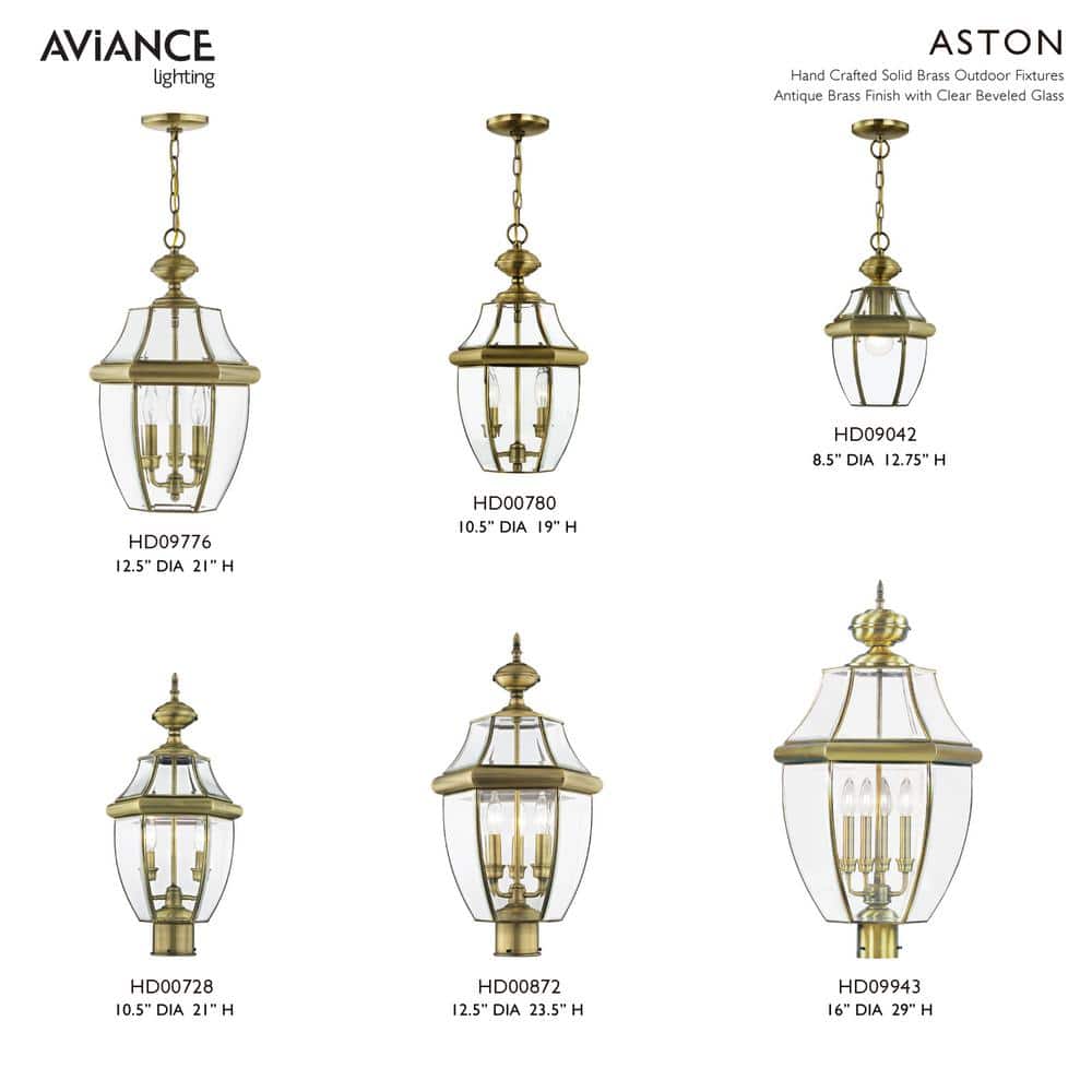 Monterey Antique Brass 3-Light Outdoor Pendant with Clear Beveled Glass