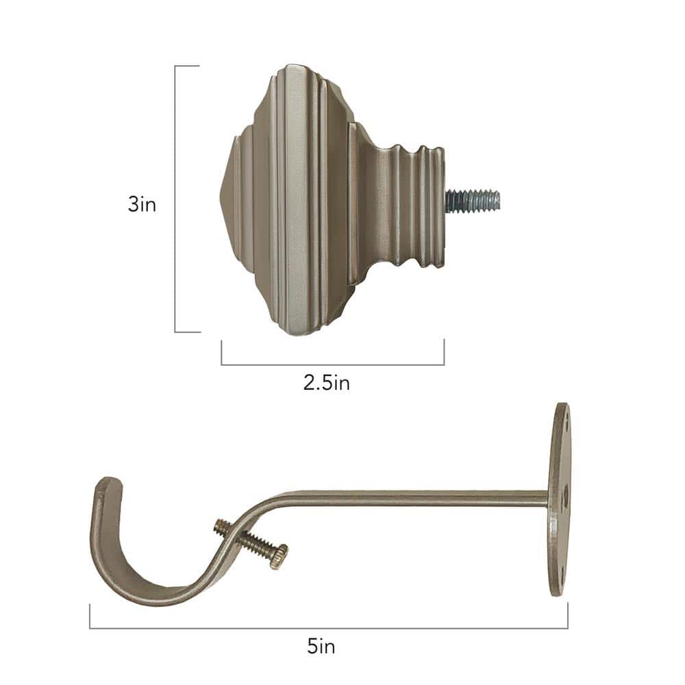 Florence Polished Nickel Adjustable Curtain Rod with Square Finials