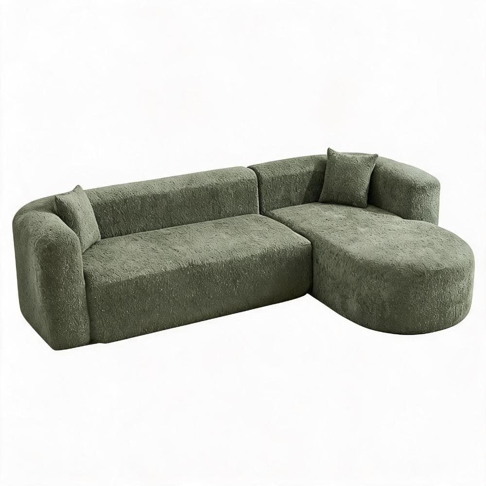 109.4 in. Boneless 2-piece Chenille L-Shaped Cloud Design Modular Sectional Sofa in Green durable construction
