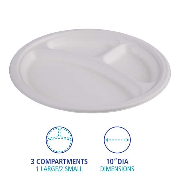 Foam Plates, Compartment, 10-1/4 Inch, Plates