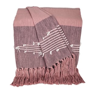 Executive Pink Cotton Slub Throw from Parkland Collection with Extra Softness