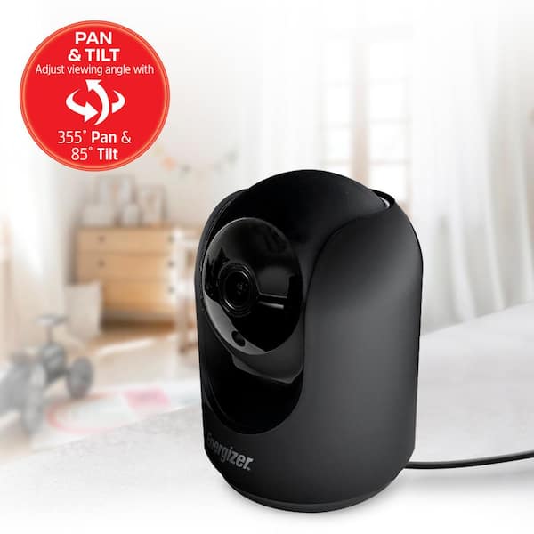 Energizer Pan and Tilt Wired WiFi Indoor Black 1080P HD AC Powered Surveillance Home Security Camera with Auto Motion Trackin