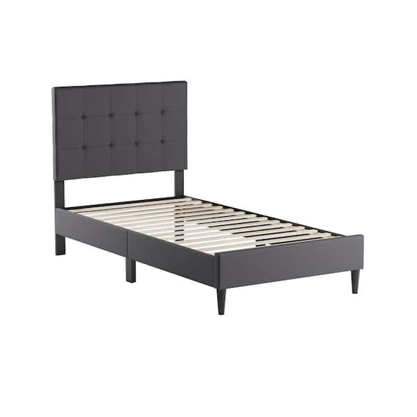 Brookside Mary Gray Charcoal Wood Frame Twin Platform Bed with Square ...