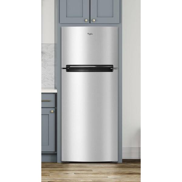 Whirlpool 18 Cu Ft Top Freezer Refrigerator In Stainless Steel Wrt518szfm The Home Depot