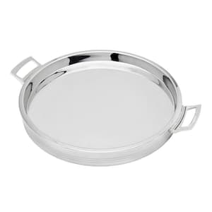 Silver Round Steel 12 in. Decorative Serving Tray