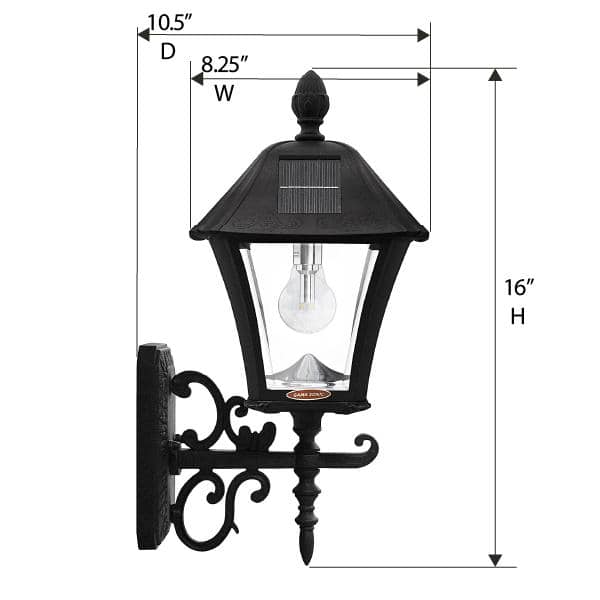 Baytown Black Cast Aluminum Solar Lamp Post with Dusk-to-Dawn Sensor