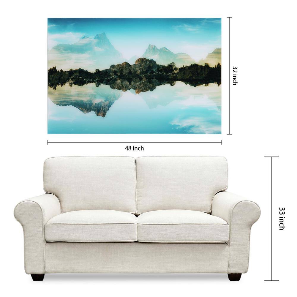 Quiet Waters Blue Tempered Glass Landscape Wall Art, 51" x 36"