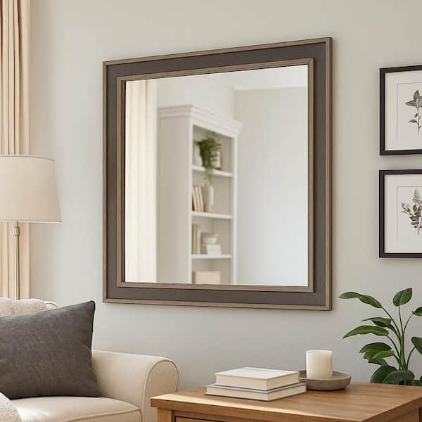 Benjara 1.25 in. x 41.5 in. Rectangular Wooden Frame Brown Dresser Mirror