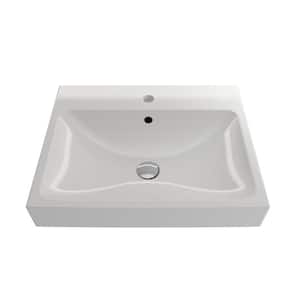 Scala Arch 23.75 in. 1-Hole White Fireclay Rectangular Wall-Mounted Bathroom Sink